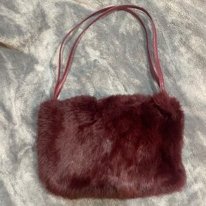 fuzzy burgundy purse